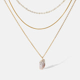 Freshwater Pearl Pendant Necklace 18K Stainless Steel Plated