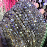 Natural Flash Labradorite Beads Oblate Faceted Loose Beads