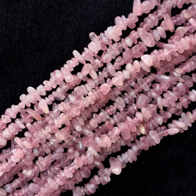 Pink Crystal Madagascar Rose Quartz Nugget Chip Loose Beads 3x8mm