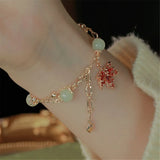 Hetian Jade Maple Leaf Charm Bracelet for Women