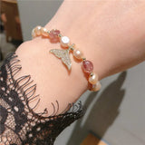 Natural Pearl Mermaid Crystal Bracelet for Women Girl Gift Fine Jewelry Wedding