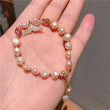 Natural Pearl Mermaid Crystal Bracelet for Women Girl Gift Fine Jewelry Wedding