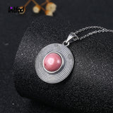 Natural Rhodochrosite Necklace 925 Sterling Silver Tiger Eye Moonstone Pendant
