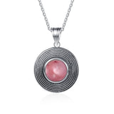 Natural Rhodochrosite Necklace 925 Sterling Silver Tiger Eye Moonstone Pendant