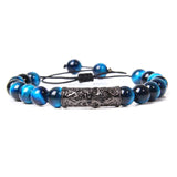 Royal Tiger Eye Stone Beads Bracelet Men Adjustable Braided Charm Jewelry