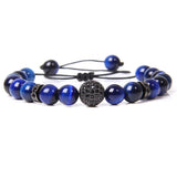 Royal Tiger Eye Stone Beads Bracelet Men Adjustable Braided Charm Jewelry