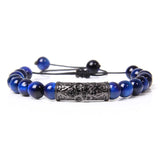 Royal Tiger Eye Stone Beads Bracelet Men Adjustable Braided Charm Jewelry