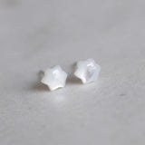 Natural Shell Carving Six Stars Silver Earrings Sweet Gift