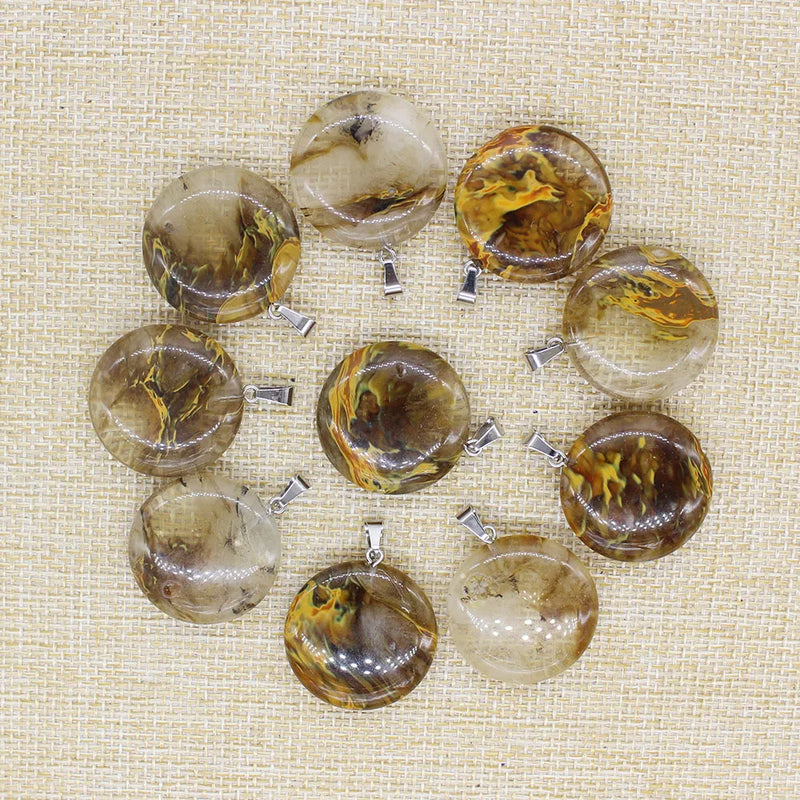 Natural Smelted Stone Pendant Glossy Jewelry DIY Necklace 10pcs