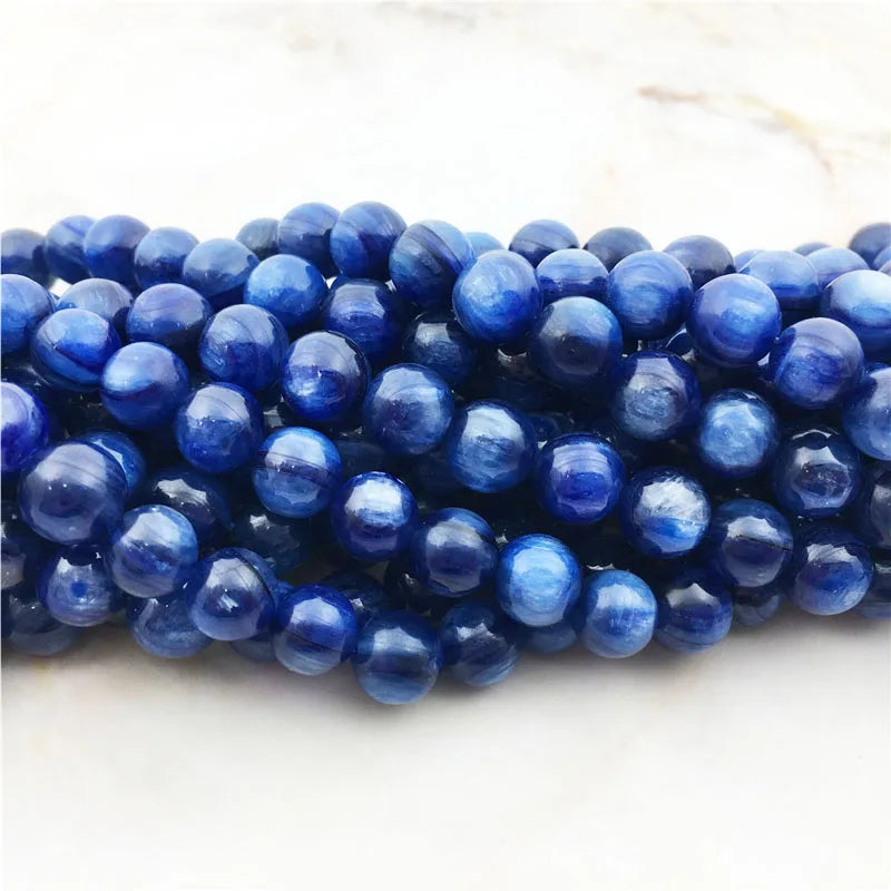 Natural Smooth Kyanite Stone 6-8mm Round Beads for Bracelet Jewelry