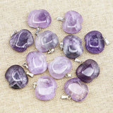 Amethyst Heart Crystals Pendant Necklace Reiki Charms DIY Jewelry 12Pcs