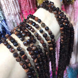 Red Tiger Eye Beads Faceted Square 5x5mm