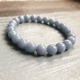 Natural Stone Angelite Bracelet for Healing Meditation 8MM
