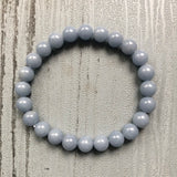 Natural Stone Angelite Bracelet for Healing Meditation 8MM