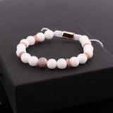 Natural Stone CZ Pave Charm Macrame Bracelet Women