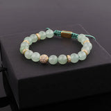 Natural Stone CZ Pave Charm Macrame Bracelet Women