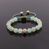 Natural Stone CZ Pave Charm Macrame Bracelet Women