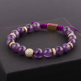 Natural Stone CZ Pave Charm Macrame Bracelet Women