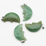 Natural Stone Moon Face Pendants Charms Mineral Healing Necklaces 8Pcs