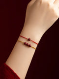 Hand Weave Red Rope Bracelet with Cinnabar Beads