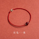 Hand Weave Red Rope Bracelet with Cinnabar Beads