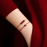 Hand Weave Red Rope Bracelet with Cinnabar Beads