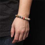 Natural Stone Couples Bracelets Mixed Agates Beads Alloy Charm