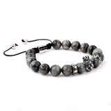 Natural Stone Eagle Beads Bracelet Stainless Steel Buddha Lion Charm