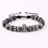 Natural Stone Eagle Beads Bracelet Stainless Steel Buddha Lion Charm