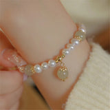 Hetian Jade Beads Freshwater Pearl Women Bracelet Romantic Gift