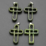 Natural Stone Cross Necklace Pendant Healing Charms DIY Jewelry