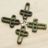 Natural Stone Cross Necklace Pendant Healing Charms DIY Jewelry