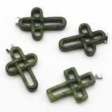 Natural Stone Cross Necklace Pendant Healing Charms DIY Jewelry