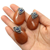 Red Agate Pendant Copper Evil Eye Pendant Reiki Stone Jewelry
