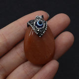 Red Agate Pendant Copper Evil Eye Pendant Reiki Stone Jewelry