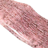 Faceted Round Pink Quartz Loose Beads 3x4mm
