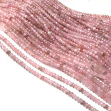 Faceted Round Pink Quartz Loose Beads 3x4mm