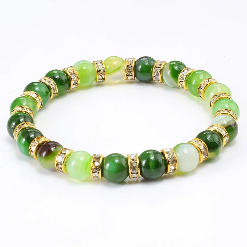 Natural Stone Round Beads Bracelet Crystal Jewelry Elasticity Rope