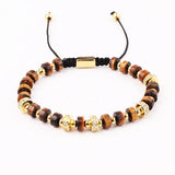 Tiger Eye Turquoise Pave Charm Macrame Friendship Bracelet