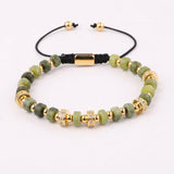 Tiger Eye Turquoise Pave Charm Macrame Friendship Bracelet