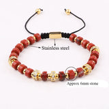 Tiger Eye Turquoise Pave Charm Macrame Friendship Bracelet