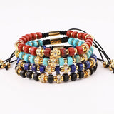 Tiger Eye Turquoise Pave Charm Macrame Friendship Bracelet