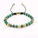 Tiger Eye Turquoise Pave Charm Macrame Friendship Bracelet