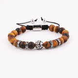 Natural Stone Vintage Stainless Steel Beads Macrame Bracelet Gift