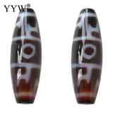 Natural Tibetan Agates Dzi Beads Oval Lotus-Born Cap 12x38mm