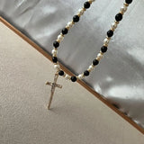 Natural Tiger Eye Stone Shell Pearl Necklace 6mm Pearl Tiger Eye Stone 40-60cm