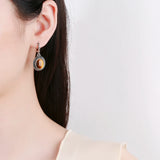 Tiger's Eye Pendant Earrings Sterling Silver Jewelry Retro Gift