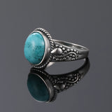 Natural Turquoise Rings 925 Silver Retro Ring Jewelry