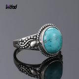 Natural Turquoise Rings 925 Silver Retro Ring Jewelry