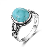 Natural Turquoise Rings 925 Silver Retro Ring Jewelry